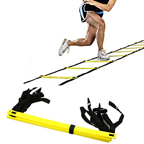 AIQI - Escalera para mejorar velocidad y agilidad, texturizada, con bolsa de transporte de color negro, 10FT 5-Rung