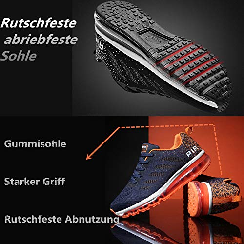 Air Zapatillas de Running para Hombre Mujer Zapatos para Correr y Asfalto Aire Libre y Deportes Calzado Unisexo Blue Orange 41