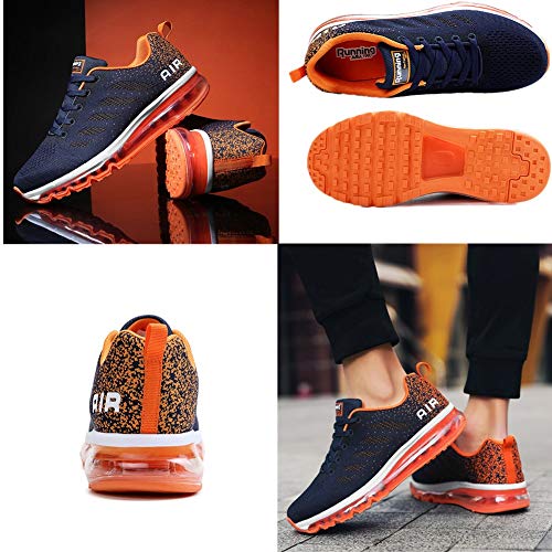 Air Zapatillas de Running para Hombre Mujer Zapatos para Correr y Asfalto Aire Libre y Deportes Calzado Unisexo Blue Orange 41