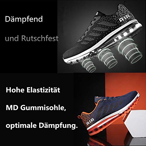 Air Zapatillas de Running para Hombre Mujer Zapatos para Correr y Asfalto Aire Libre y Deportes Calzado Unisexo Blue Orange 41