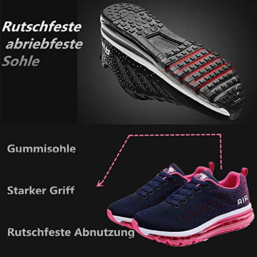 Air Zapatillas de Running para Hombre Mujer Zapatos para Correr y Asfalto Aire Libre y Deportes Calzado Unisexo Blue Plum 37
