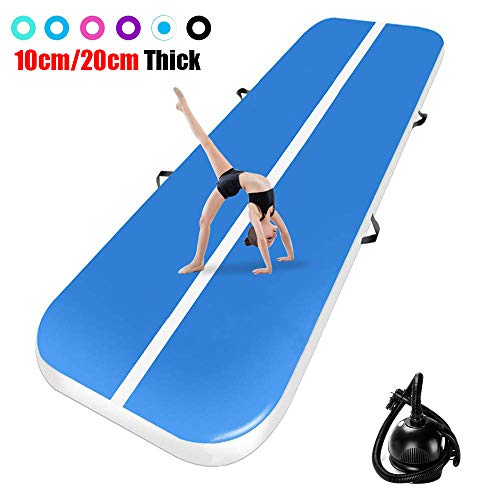 airtrack Gimnasia 10cm/20cm Altura 3M/4M/5M/6M/7M/8M/9M/10M/11M/12M Tumbling Gimnasia colchoneta Inflable Tumbling Mat Estera de Yoga Taekwondo con Bomba eléctrica