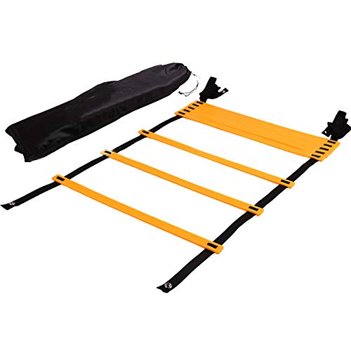 airtrack matte Escalera de Agilidad 6m, Escalera de Entrenamiento Ajustable con 12 peldaños y Bolsa de Transporte Gratuita