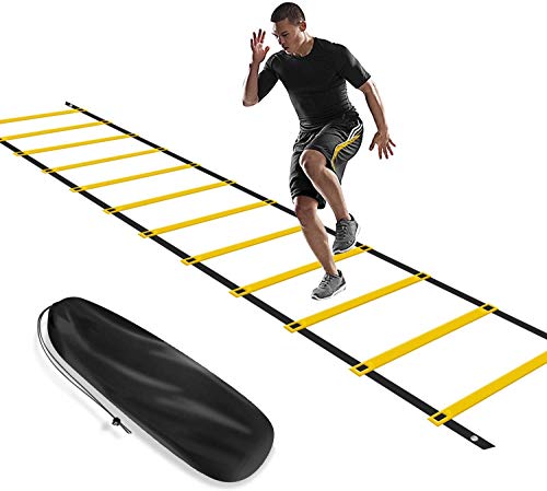 airtrack matte Escalera de Agilidad 6m, Escalera de Entrenamiento Ajustable con 12 peldaños y Bolsa de Transporte Gratuita