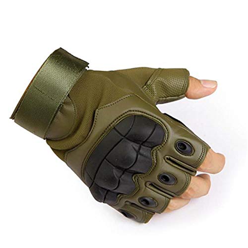 AISHANG Guantes sin Dedos para Motocicleta Ciclismo Moto Motocross Biker Caucho Nudillos Duros Medio Dedo Equipo de protección Hombres Mujeres 2019, P10-Verde, M