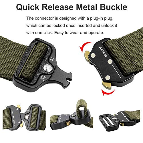 AIZESI Cinturón táctico para hombres,Cinturón de servicio pesado, tiradores de estilo militar de liberación rápida Cinturones de nylon con hebilla de metal