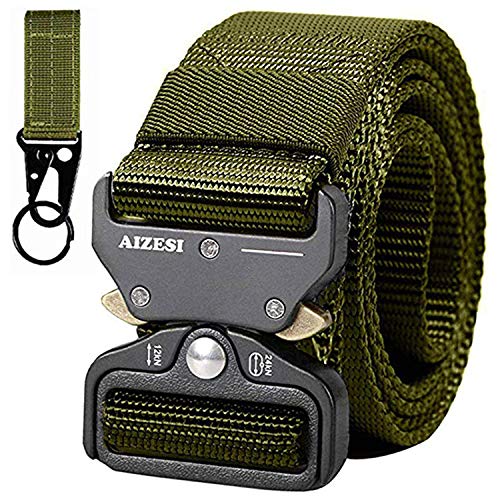 AIZESI Cinturón táctico para hombres,Cinturón de servicio pesado, tiradores de estilo militar de liberación rápida Cinturones de nylon con hebilla de metal