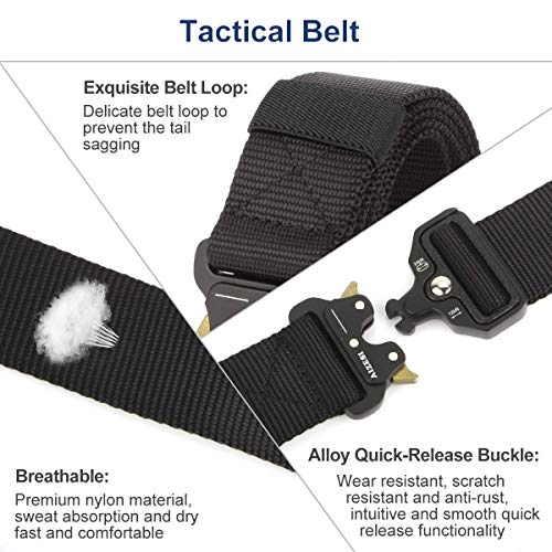 AIZESI hombres Tactical Belt 1,57" Heavy Duty Belt, tiradores de estilo militar de liberación rápida correas de nylon con hebilla de metal