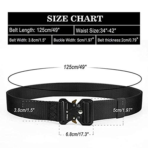 AIZESI hombres Tactical Belt 1,57" Heavy Duty Belt, tiradores de estilo militar de liberación rápida correas de nylon con hebilla de metal