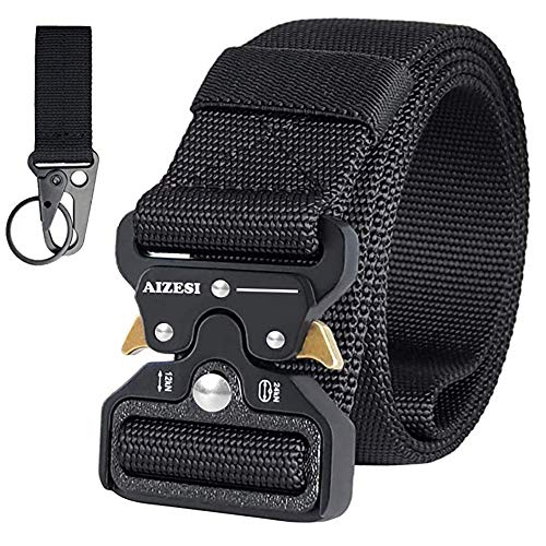 AIZESI hombres Tactical Belt 1,57" Heavy Duty Belt, tiradores de estilo militar de liberación rápida correas de nylon con hebilla de metal