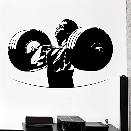Ajcwhml Muur Sticker Sport Powerlifting Bodybuilding Barbell Crossfit Vinyl Decal White 11 x 17cm