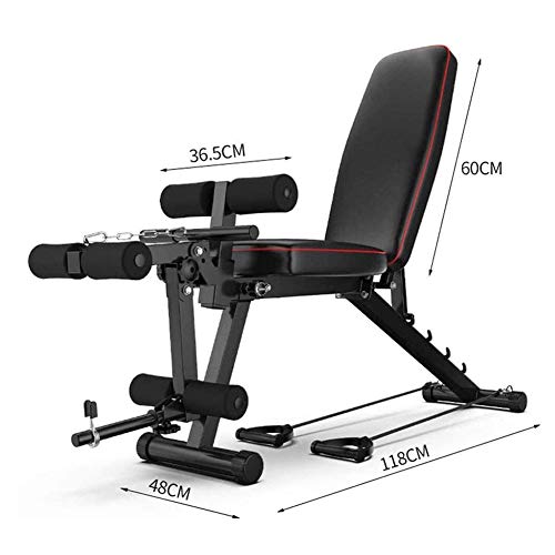 Ajustables Banco De Musculacion Plegable Inclinación con Curler Piernas, Banco Pesas Reclinable para Gimnasio En Casa, Carga Máxima 300 Kg,A