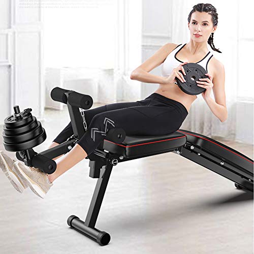 Ajustables Banco De Musculacion Plegable Inclinación con Curler Piernas, Banco Pesas Reclinable para Gimnasio En Casa, Carga Máxima 300 Kg,A