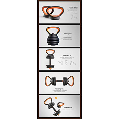 AKT Multifuncional Mancuerna como Barra/Kettlebell/Push-up Support Pesas para el Hogar Ajustables en Peso Equipo de Entrenamiento Brazo de Entrenamiento Muscle Fitness, Negro,10kg