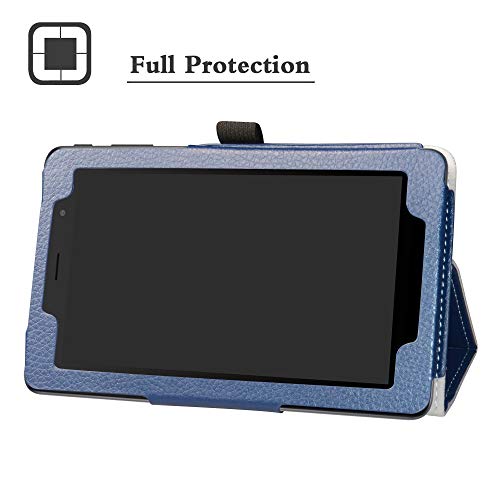 Alcatel 1T 7 Inch Funda,LiuShan Folio Soporte PU Cuero con Funda Caso para 7" Alcatel 1T 7 Inch 8068(Not fit Alcatel 1T 8082 10inch) Android Tablet,Azul