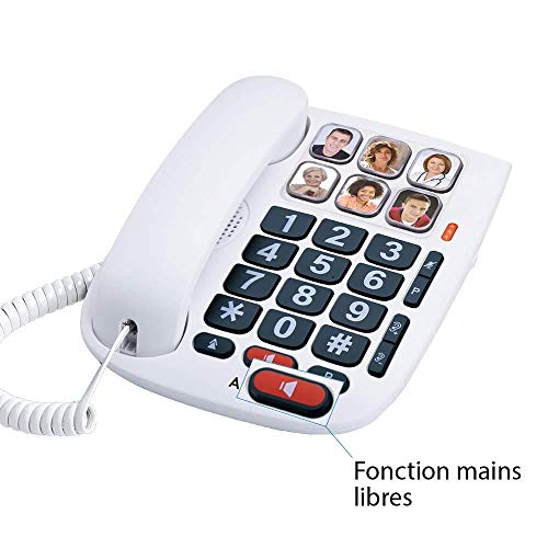 Alcatel Max 10 - Teléfono con cable para personas mayores, blanco