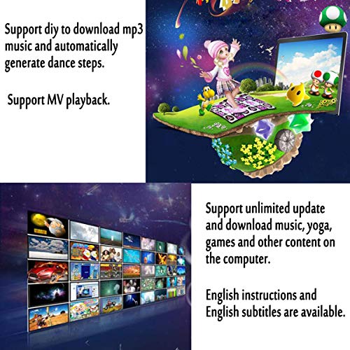 Alfombra de baile Inglesa 3D, Alfombra de Juego somatosensorial Interfaz HDMI HD Material de PU cómoda Manta de música Antideslizante, Consola de Juegos para Padres e Hijos