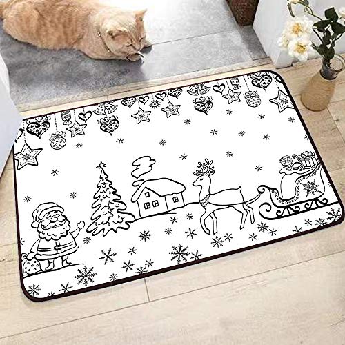 Alfombras de Baño con tecnología Memory Foam,Navidad, adornos de árbol con trineo de Santa Claus Rudolph Reindeer Alfombrilla de Baño Antideslizante Microfibra Suave Alfombra Lavar a Maquina, 75x45 cm