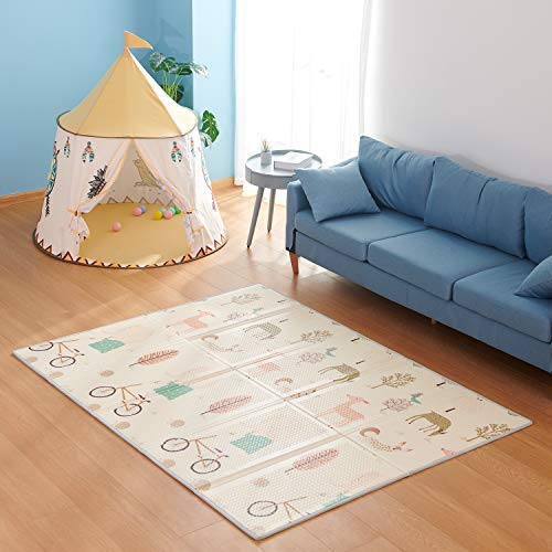 Alfombrilla de juegos para bebé, plegable, antideslizante, extragrande, reversible, impermeable, portátil, de doble cara, para niños pequeños y bebés