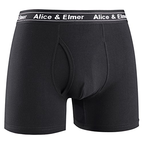 Alice & Elmer Hombre Ropa Interior Bóxers Ajustados Básico para Hombre, Pack de 6, Negro/Negro/Brezo Gris/Azul Marino XL