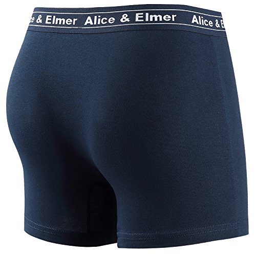 Alice & Elmer Hombre Ropa Interior Bóxers Ajustados Básico para Hombre, Pack de 6, Negro/Negro/Brezo Gris/Azul Marino XL