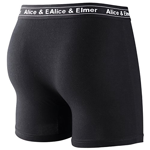 Alice & Elmer Hombre Ropa Interior Bóxers Ajustados Básico para Hombre, Pack de 6, Negro/Negro/Brezo Gris/Azul Marino XL