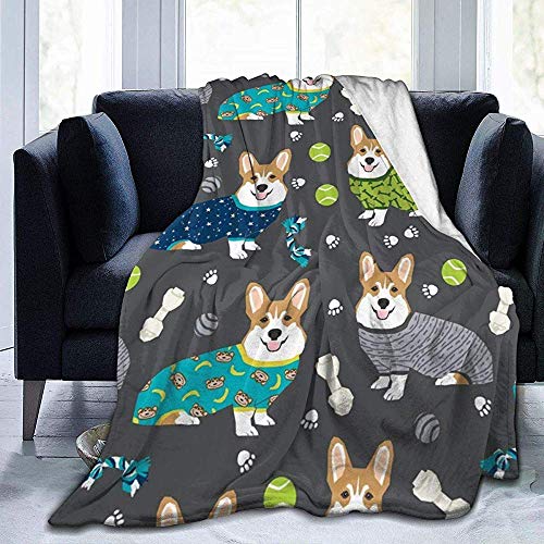 alice-shop Ropa de Vestir Corgi Dogs Print Manta de vellón Ultra Suave Manta de Terciopelo de Franela Manta de Felpa Cama Sofá de Cama