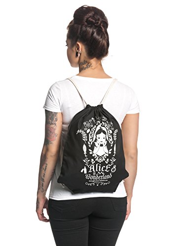 Alicia en el país de Las Maravillas Bolsa de 45x39cm Sportbag Disney algodón Negro Espejo mágico