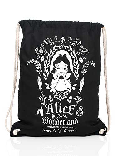 Alicia en el país de Las Maravillas Bolsa de 45x39cm Sportbag Disney algodón Negro Espejo mágico