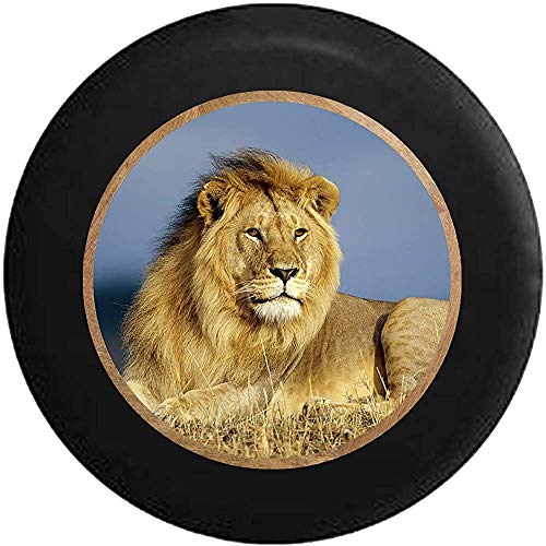 AllenPrint Tire Protector,Golden Lion Full Mane Acostado En The Grass King of The Jungle Cubiertas De Llantas De Repuesto Personalizadas para Jeep Vehicle Wheel 60-69cm