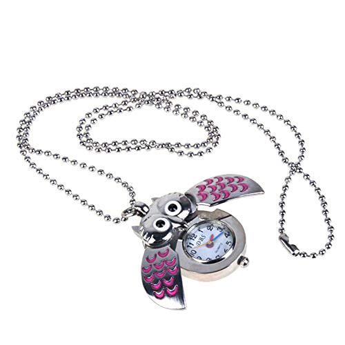 aloiness Metal Owl Llavero Reloj Llavero Bolsa Bolsillo de Coche Ornamentos Colgantes para Mujeres Hombres Recuerdo Regalo de Cumpleaños (Rosa)