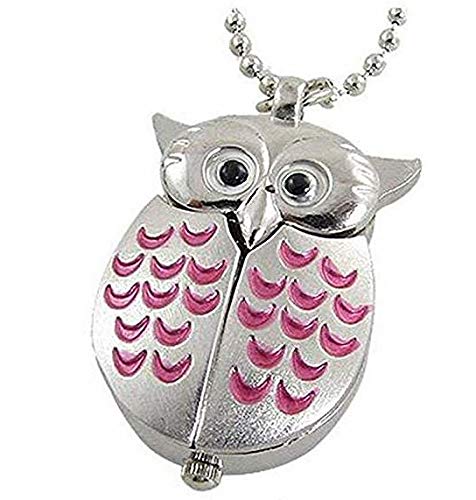 aloiness Metal Owl Llavero Reloj Llavero Bolsa Bolsillo de Coche Ornamentos Colgantes para Mujeres Hombres Recuerdo Regalo de Cumpleaños (Rosa)