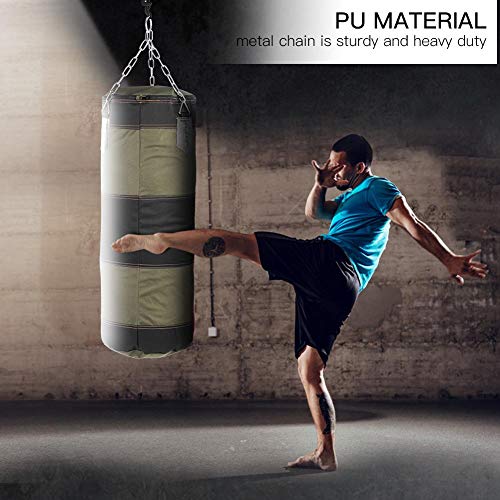 Alomejor Saco De Boxeo De Entrenamiento Saco De Boxeo Pesado Punching Inflable Saco De Entrenamiento Vacío Lucha Karate Punch Punching Sand Bag (120cm-Verde)