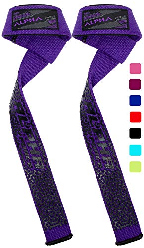 ALPHA FORCE - Correas acolchadas profesionales para levantamiento de pesas, color morado