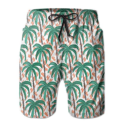 Alysai Palm Tree Print Tropical Swim Trunks Shorts de Playa de Secado rápido Inicio Deportes acuáticos Shorts para Hombres XXL