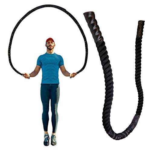 AmandaJ - Cuerda de saltar pesada, mango antideslizante, cuerdas de batalla para hombres y mujeres, No nulo, como se muestra en la imagen, 25mm*3m