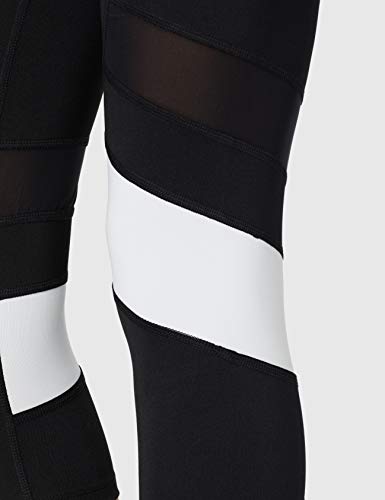 Amazon Brand - AURIQUE Leggings deportivos capri con paneles para mujer, Negro (Black/Grey Marl), 36, Label:XS
