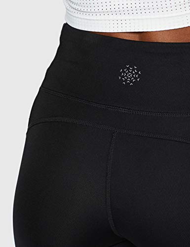 Amazon Brand - AURIQUE Leggings deportivos capri con paneles para mujer, Negro (Black/Grey Marl), 36, Label:XS