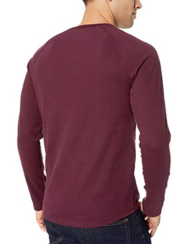 Amazon Essentials - Camiseta ajustada Henley de manga larga para hombre, Rojo (Burgundy), US M (EU M)