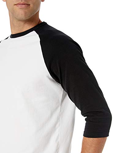 Amazon Essentials - Camiseta de béisbol de manga 3/4 para hombre, Negro/Blanco, US S (EU S)