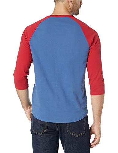 Amazon Essentials - Camiseta de béisbol para hombre (manga 3/4), Azul/Rojo, US M (EU M)