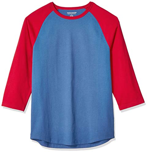 Amazon Essentials - Camiseta de béisbol para hombre (manga 3/4), Azul/Rojo, US M (EU M)