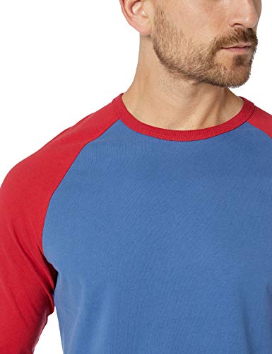 Amazon Essentials - Camiseta de béisbol para hombre (manga 3/4), Azul/Rojo, US M (EU M)