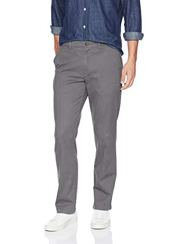 Amazon Essentials - Pantalones elásticos informales con corte recto para hombre, Gris (Dark Grey), 30W x 32L