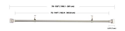AmazonBasics - Barra de cortina de 2,54 cm de diámetro, con terminales cuadrados, 182,88 a 365,76 cm, Níquel