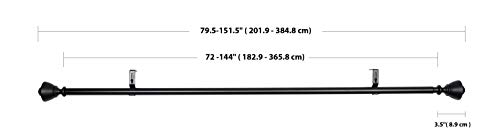 AmazonBasics - Barra de cortina de 2,54 cm de diámetro, con terminales en forma de urna, 180 a 365 cm, Negro