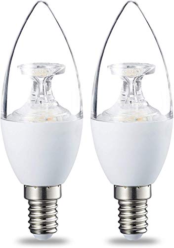 AmazonBasics Bombilla LED E14, 6W (equivalente a 40W), Blanco Cálido, Regulable- 2 unidades