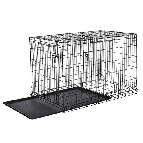 AmazonBasics - Jaula plegable de metal para mascota (dos puertas, 122 cm largo)