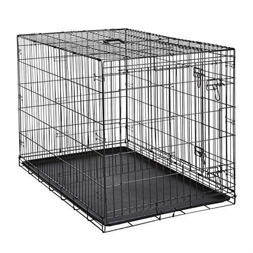 AmazonBasics - Jaula plegable de metal para mascota (dos puertas, 122 cm largo)