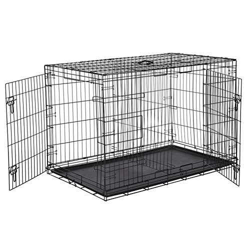 AmazonBasics - Jaula plegable de metal para mascota (dos puertas, 122 cm largo)